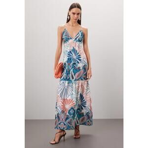 ba&sh Multicolored Joyce Maxi Dress Size M with Fabric Pull